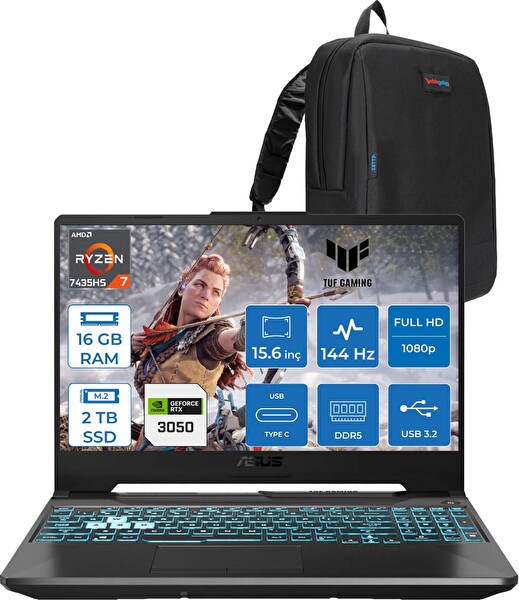 Asus Tuf Gaming A15 FA506NCR Amd Ryzen 7 7435HS 16 GB RAM 2 TB SSD RTX 3050 4 GB 15.6