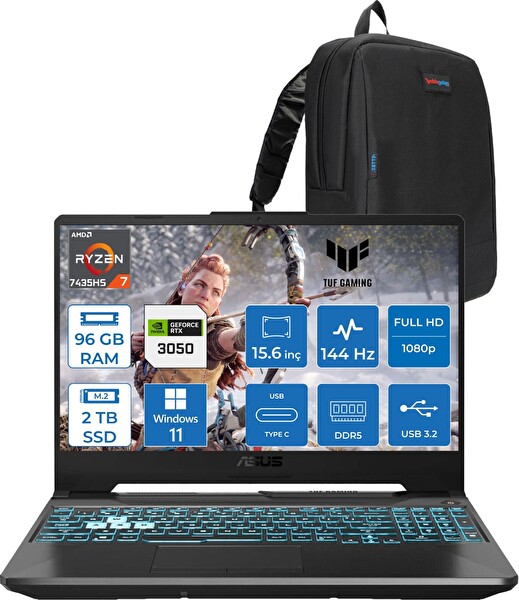 Asus Tuf A15 FA506NCR Ryzen 7 7435HS 96 GB RAM 2 TB SSD RTX 3050 4 GB 15.6