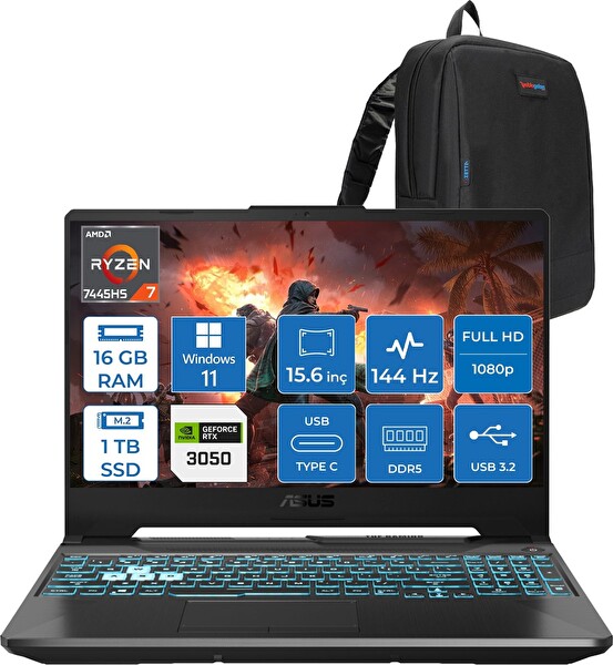 Asus Tuf Gaming A15 Amd Ryzen 7-7445HS 16 GB RAM 1 TB SSD RTX 3050 4 GB 75W 15.6