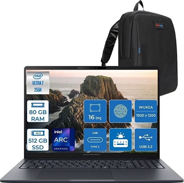 Asus Expert Book B5 B5605CCA-U716512B1D Ultra 7 255H 80 GB RAM 512 GB SSD 16