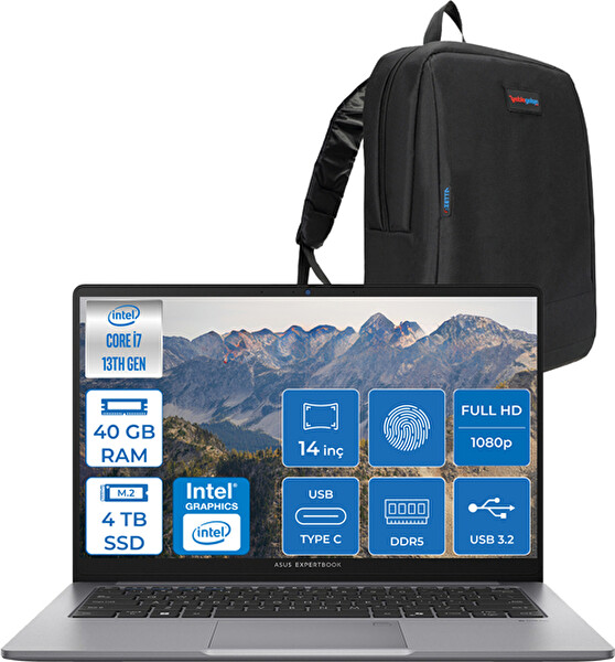 Asus Expert Book P1 P1403 Core i7-13620H 40 GB RAM DDR5 4 TB SSD W11Pro 14