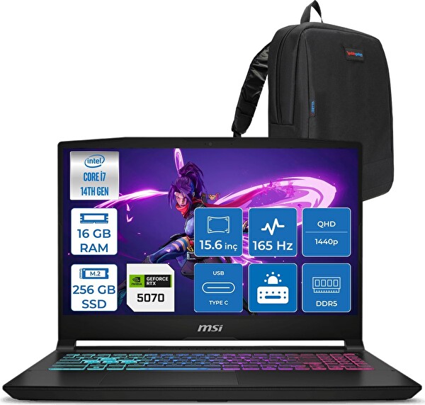 MSI Katana 15 Hx i7 14650HX 16 GB RAM 256 GB SSD FreeDOS RTX 5070 8 GB 115 W 15.6
