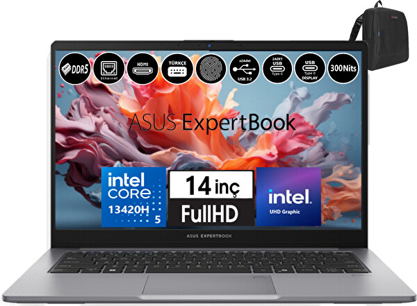 Asus Expertbook P1 P1403CVA-i58512G0D Core i5-13420H 8 GB Ddr5 2 TB SSD Windows 11 Pro 14