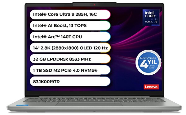 Lenovo Ideapad Pro 5 14IAH10 LPDDR5x-8533 Ultra 9 285H 14