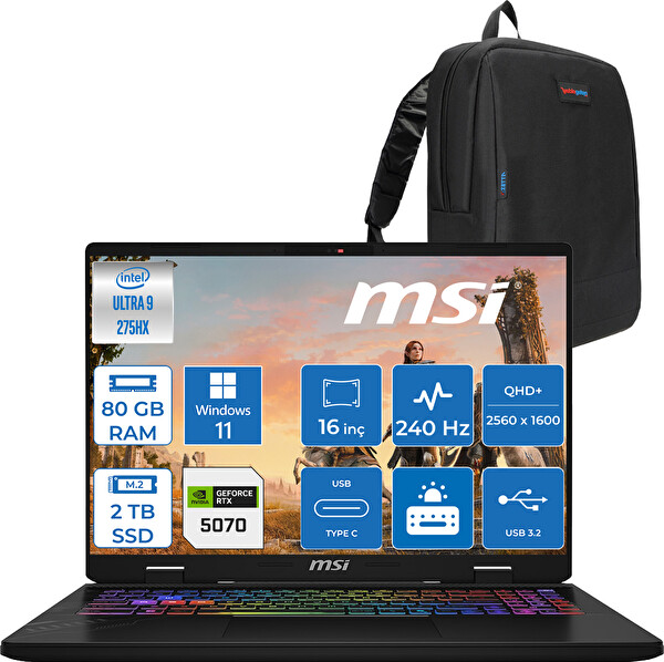 MSI Crosshair 16 Hx Ultra 9-275HX 80 GB RAM 2 TB SSD 8GB RTX5070 16