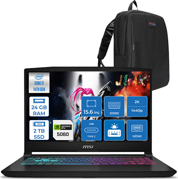 MSI Katana 15 Hx İ7-14650HX 24 GB RAM 2 TB SSD 8GB RTX5060 15.6