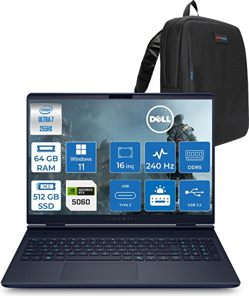 Dell Alienware 16X Ultra 7 255HX 64 GB RAM 512 GB SSD 8GB RTX5060 16