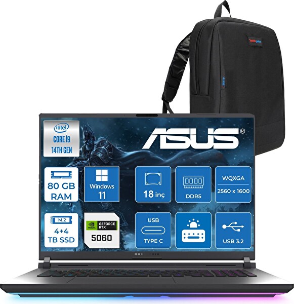 Asus Rog Strix G18 G815JMR I9 14900HX 80 GB RAM 4 TB SSD-4 TB SSD 8GB RTX5060 18