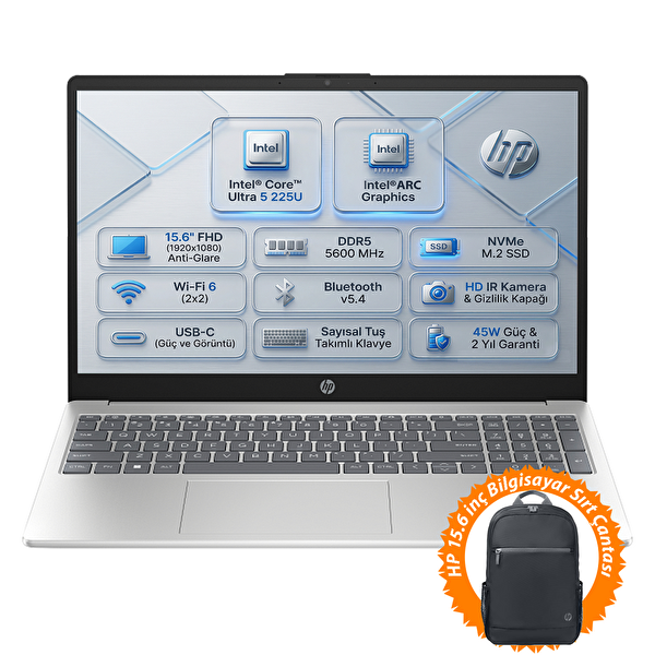 HP AI 15 Intel Core Ultra 5 225U 48GB 512GB SSD 15.6