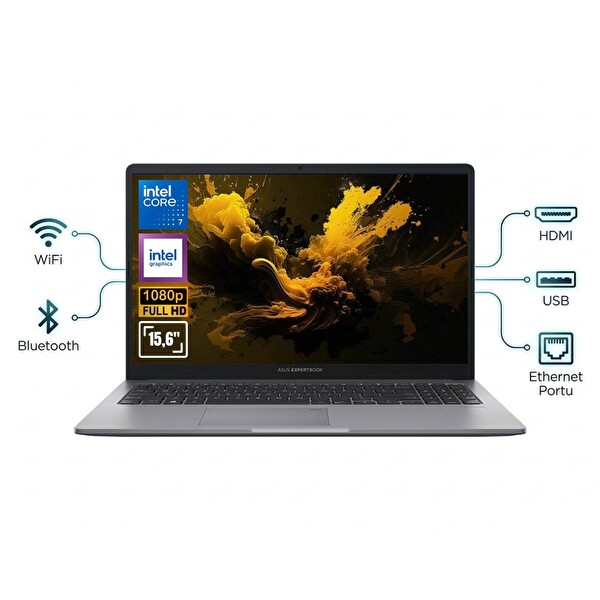 ASUS Expertbook P1 P1503CVA ATL55 CORE 7 240H 40GB Ram 1TB SSD 15.6'' FDos Notebook + Çanta&Mouse