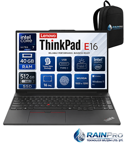 Lenovo Thinkpad E16 Gen3 Intel Core Ultra 7 255H 40 GB DDR5 512 GB SSD Intel® 16