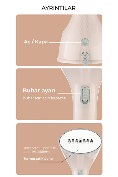 Neutron Portatif Kırışık Giderici Pembe Buharlı Dikey Ütü