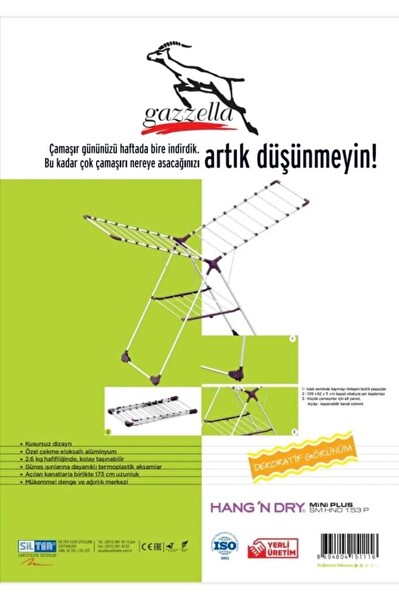 Gazzella SM/HND 153 P Hang N Dry Mini Plus Çamaşır Kurutmalık