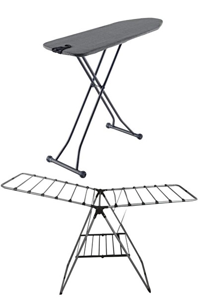 DigitHome Katlanabilir Çamaşır Kurutma Askısı Çamaşırlık ve Gigi Dolap İçi Asma Aparatlı Ütü Masası - UBS15024