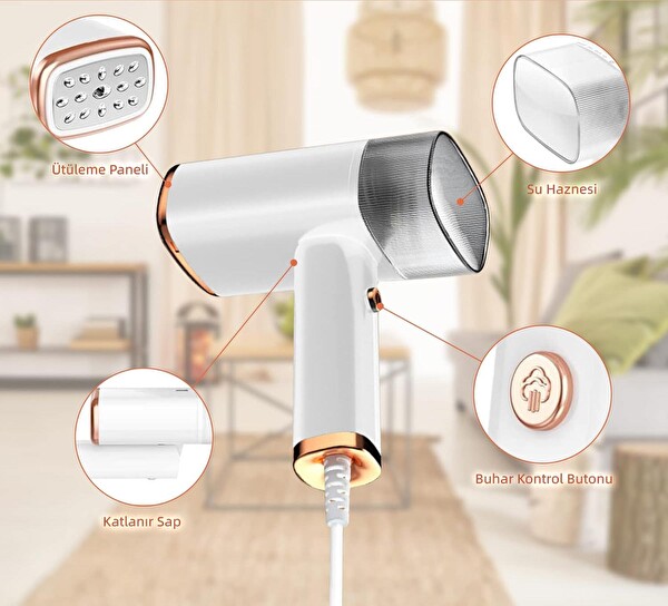 Mioji Mio X20SM 18GR/DK Taşınabilir Paslanmaz Çelik Taban Katlanabilir Güçlü Buharlı Kırışık Giderici Ütü