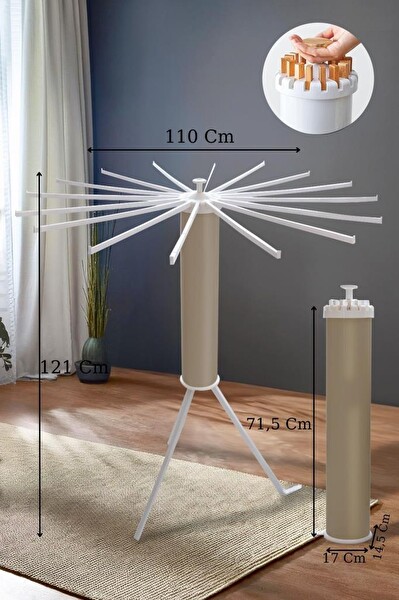 House Plus Hely Açılıp Kapanabilir 360 Derece Dönebilen Kurutmalık Askısı Bej – KRT57058-4