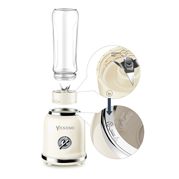 Yasomi BL019 Retro Bej Smoothie Blender(Yasomi Türkiye Garantili )