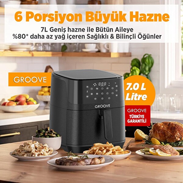 Groove Max XXL 1800 W 7 L WiFi Smart Air Fryer Yağsız Sıcak Hava Fritözü