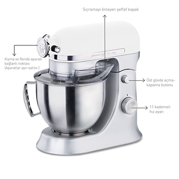 Korkmaz A470-04 Pro Mix 1600 W 4.7 L Vanilya Stand Mikser