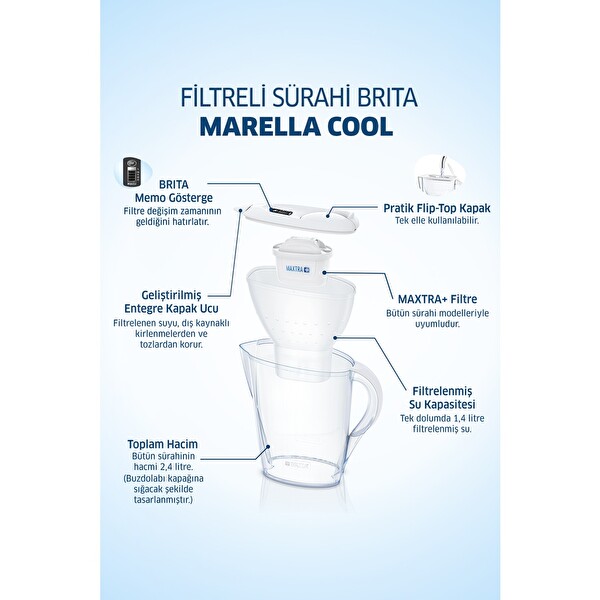 Brita Marella Cool 2 Filtreli Beyaz Su Arıtma Sürahisi