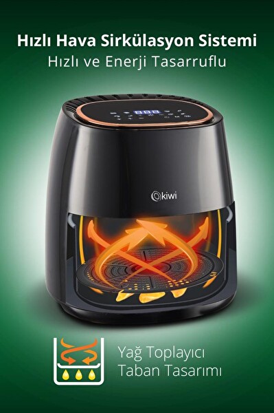 Kiwi KAF-5536 Dijital 5 L Siyah Yağsız Fritöz Airfryer