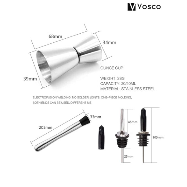 Vosco 750 ML 6 Parça Kokteyl Seti Shaker
