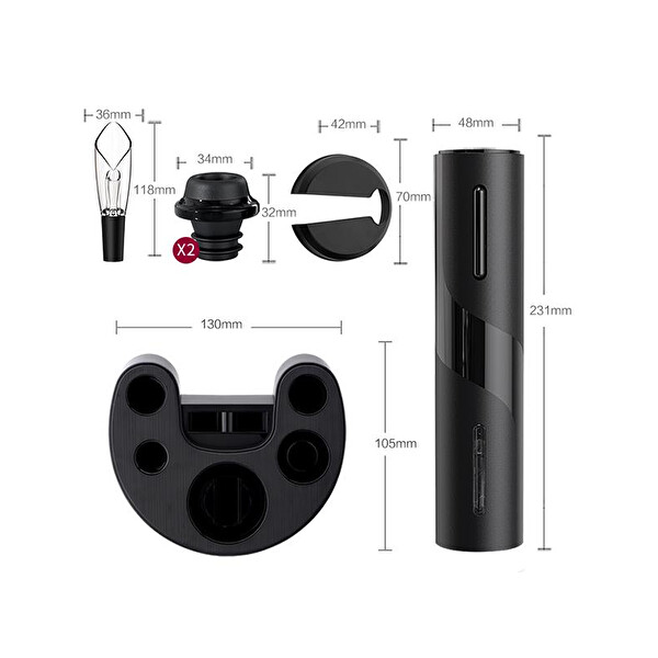 Vosco Elektrikli Tirbuşon 6 Parça Set Otomatik Şarap Açacağı
