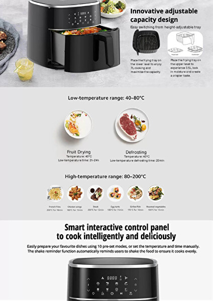 Xiaomi Upany XXL Plus 7 L Yağsız Siyah Airfryer