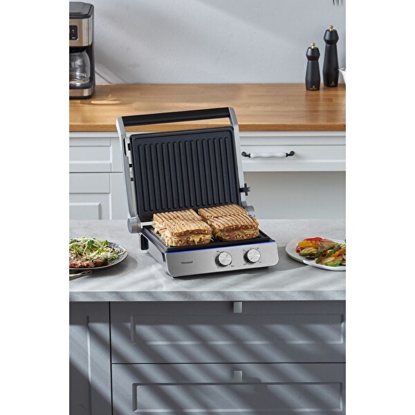 Homend Grilliant 1344H Inox Gövdeli Döküm Plakalı Tost ve Izgara Makinesi