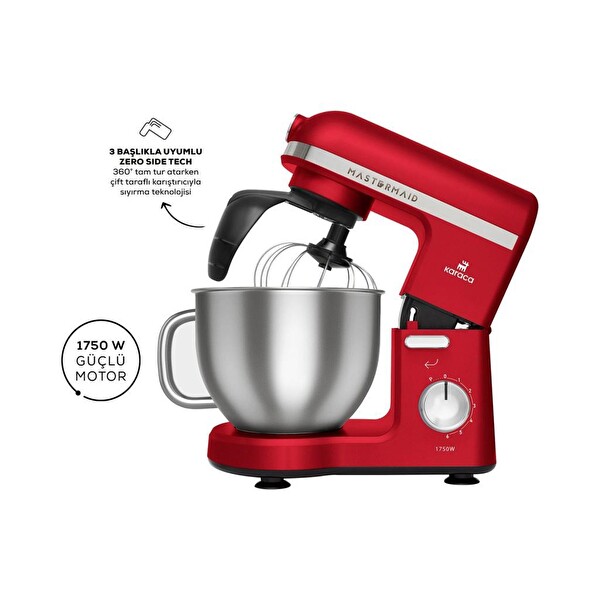 Karaca Mastermaid Chef Pro Çift Kollu 1750 W 5 L Kırmızı Stand Mikser