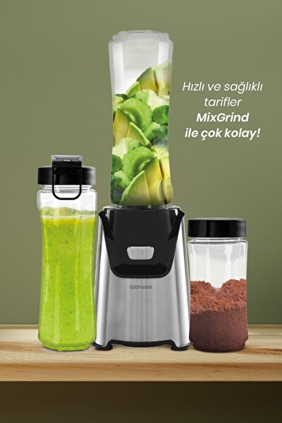 Goldmaster Mixgrind 2in1 GM-7296 Paslanmaz Çelik Bıçaklı Kişisel Smoothie Blender ve Kahve Baharat Öğütücü