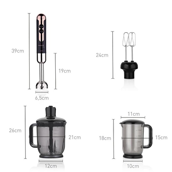 Korkmaz Mia Mega Deluxe Siyah Rose Gold Blender Seti