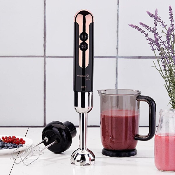 Korkmaz Mia Mega Deluxe Siyah Rose Gold Blender Seti