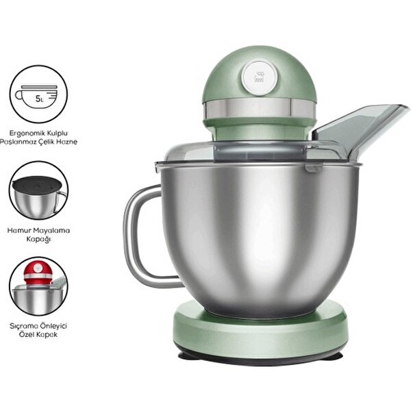 Karaca Mastermaid Chef Pro 1750 W Çift Kollu Cabbage Green Stand Mikser