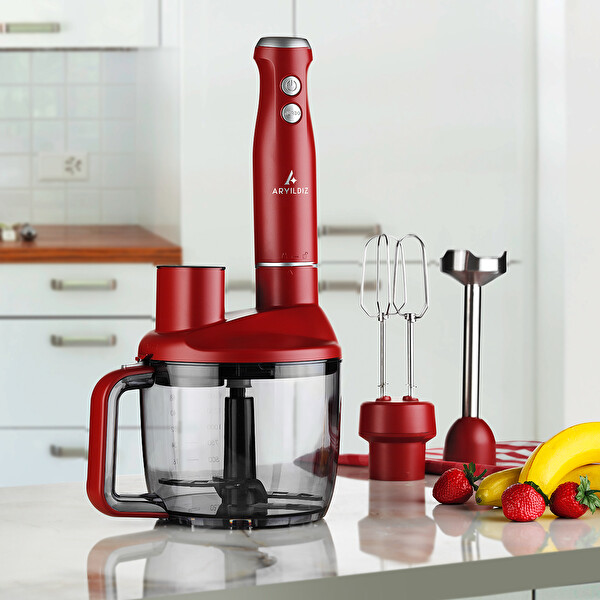 Aryıldız Multi Functional Mutfak Robotu Kırmızı 1500W 1.5L