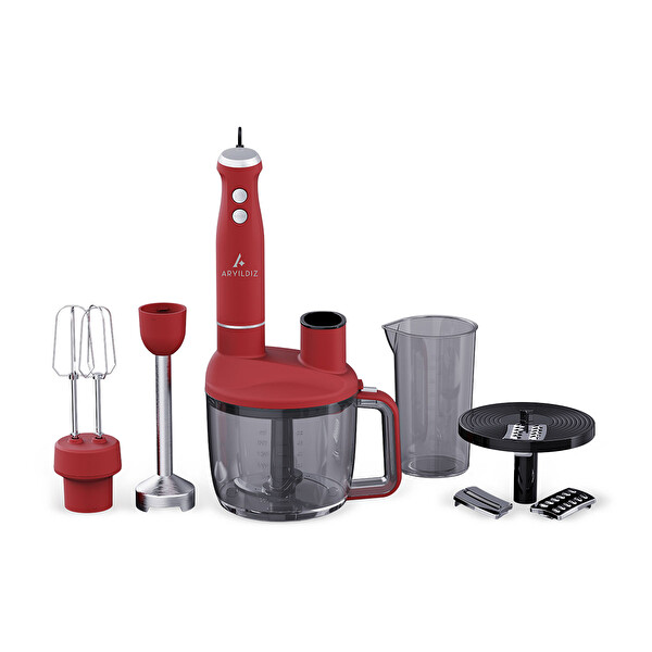 Aryıldız Multi Functional Mutfak Robotu Kırmızı 1500W 1.5L