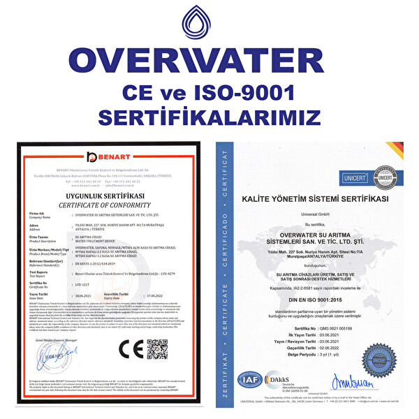OverWater Açık Kasa Su Arıtma Cihazı 5'i Filtresi Seti Aşamalı (Membransız Set) FKN50M