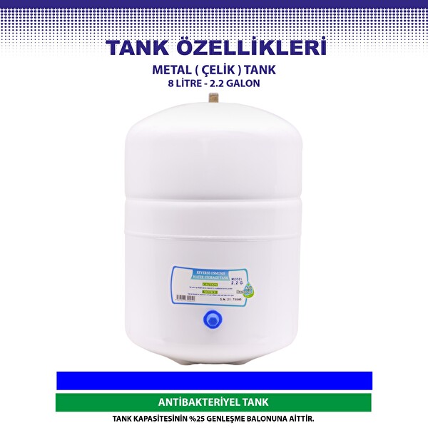 Savora 14 Aşamalı 8 Litre Çelik Tanklı Kapalı Kasa Pompalı Su Arıtma Cihazı Özel Sarım Membran Filtre