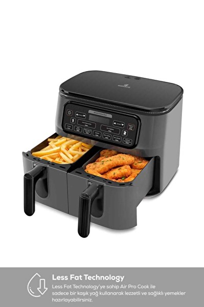 Karaca Air Pro Cook Duo Tandır XXXL 4+4 Litre Aırfryer Space Gray Black