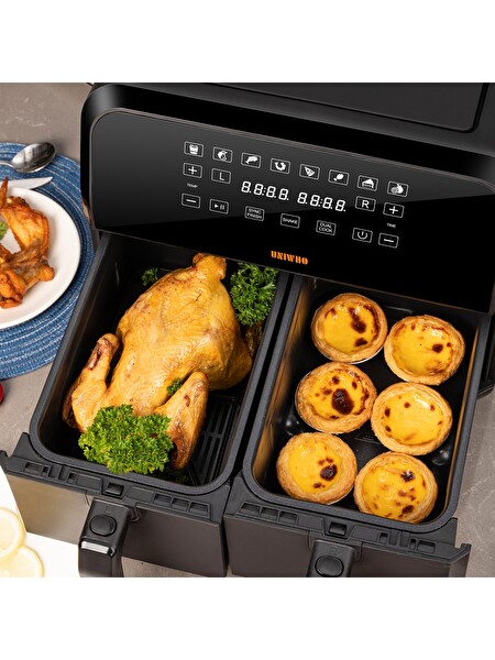 Uniwho D8 Dokunmatik Ekran (4+4) 8lt Çift Hazneli Airfryer Yağsız Fritöz 1700W