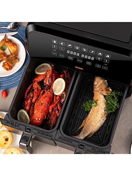 Uniwho D8 Dokunmatik Ekran (4+4) 8lt Çift Hazneli Airfryer Yağsız Fritöz 1700W