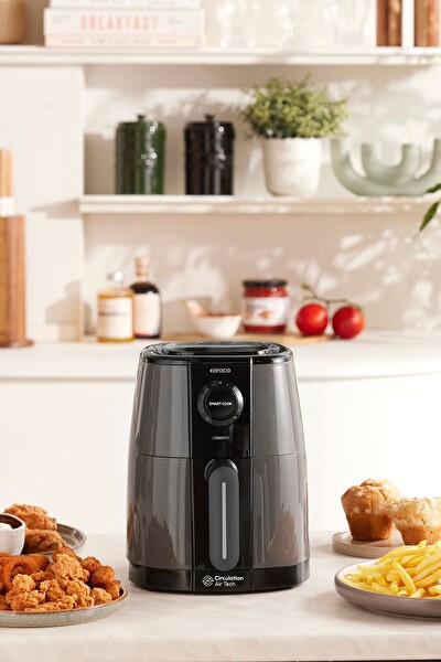 Karaca Smart Cook 60 Dakikaya Kadar Zaman Ayarlı Compact 2.2 Litre Airfryer Space Grey