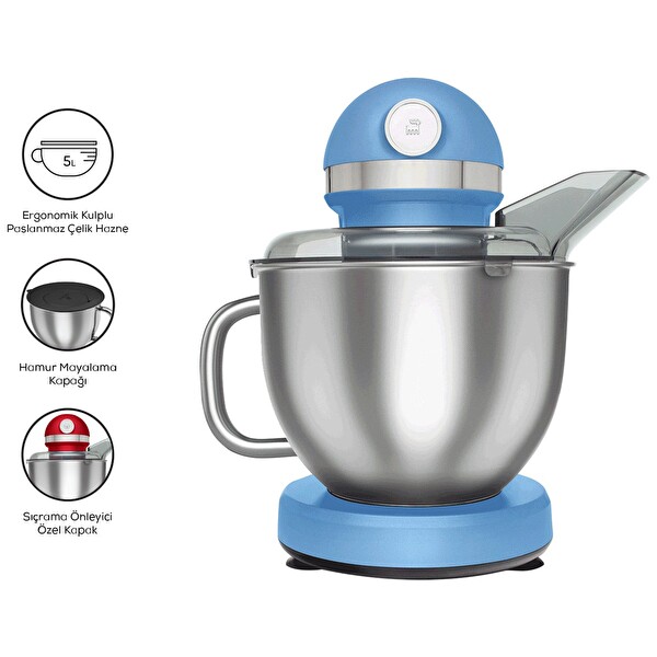 Karaca Mastermaid Chef Pro Çift Kollu Stand Mikser Royal Mavi 1750 W