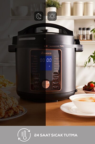 Karaca Cooker 2 in 1 6 L Çok Amaçlı Basınçlı Pişirici Akıllı Elektrikli Düdüklü Tencere ve Airfryer Matt Black