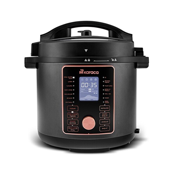 Karaca Cooker 2 in 1 6 L Çok Amaçlı Basınçlı Pişirici Akıllı Elektrikli Düdüklü Tencere ve Airfryer Matt Black