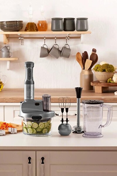 Karaca Mastermaid Prosteel Cam Mutfak Robotu Uzun Blender Ayaklı Galaxy Grey