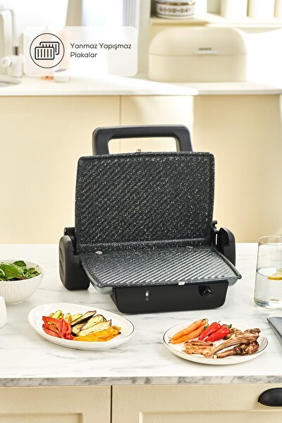 Karaca Crust Grill Toast 6 Dilim Antrasit Izgara ve Tost Makinesi