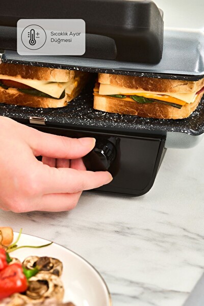 Karaca Crust Grill Toast 6 Dilim Antrasit Izgara ve Tost Makinesi