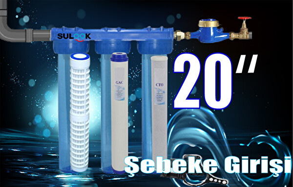 Sulook 20 Inç Şebeke. Bina Girişi Su Arıtma Filtre Seti