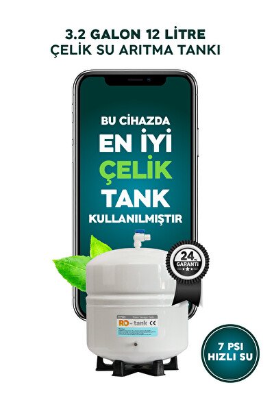 H-MAX HMAXS4512 12 Litre Çelik Tanklı 15 Aşama Multi Mineralli 80 GPD Su Arıtma Cihazı